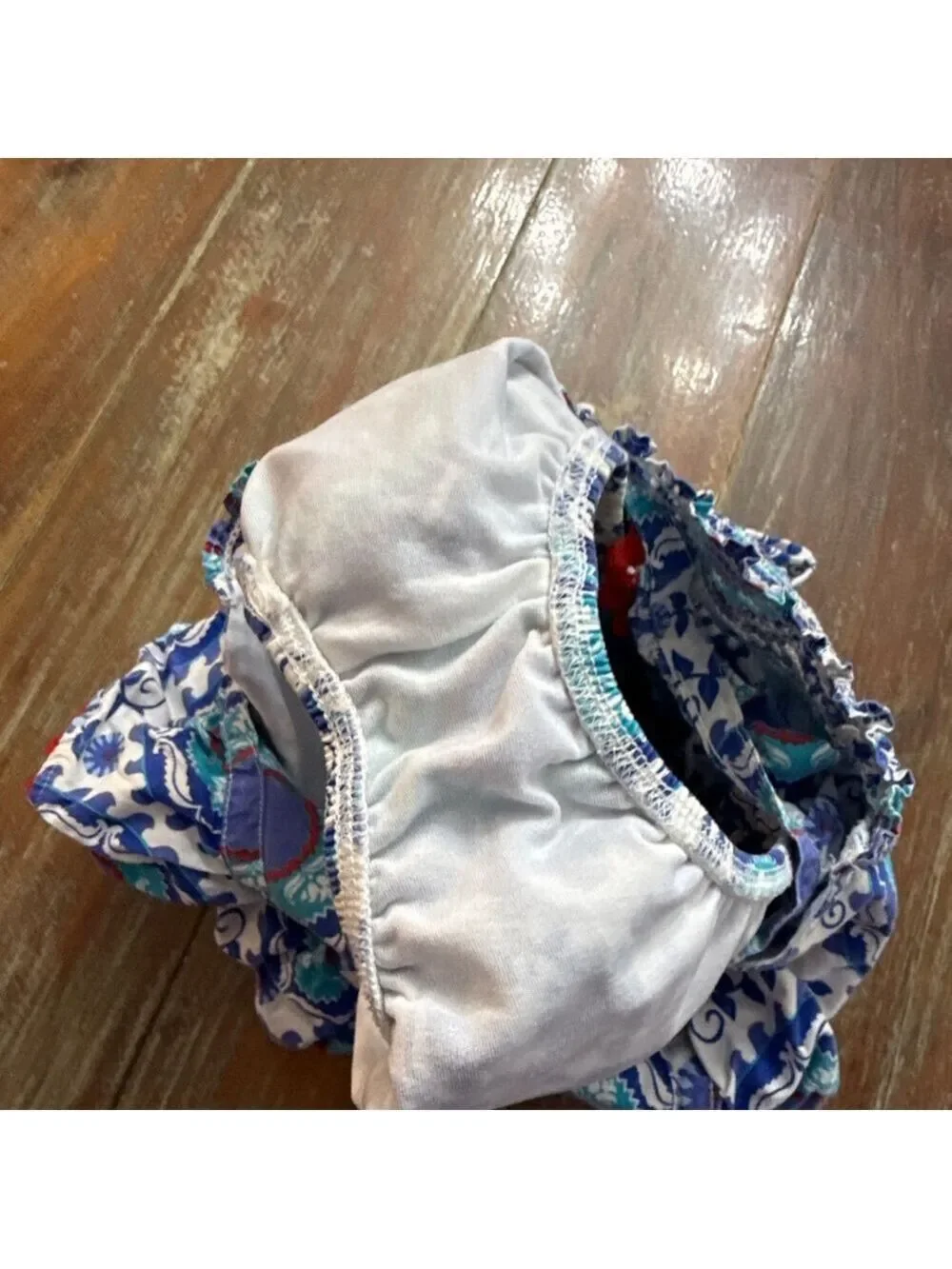 Kelly's Kids Blue Paisley Ruffle Romper Size 7 8